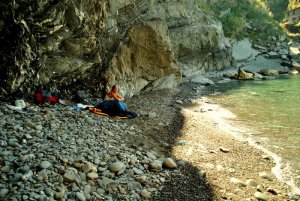 Sleeping on the beach in Corneglia, Italy